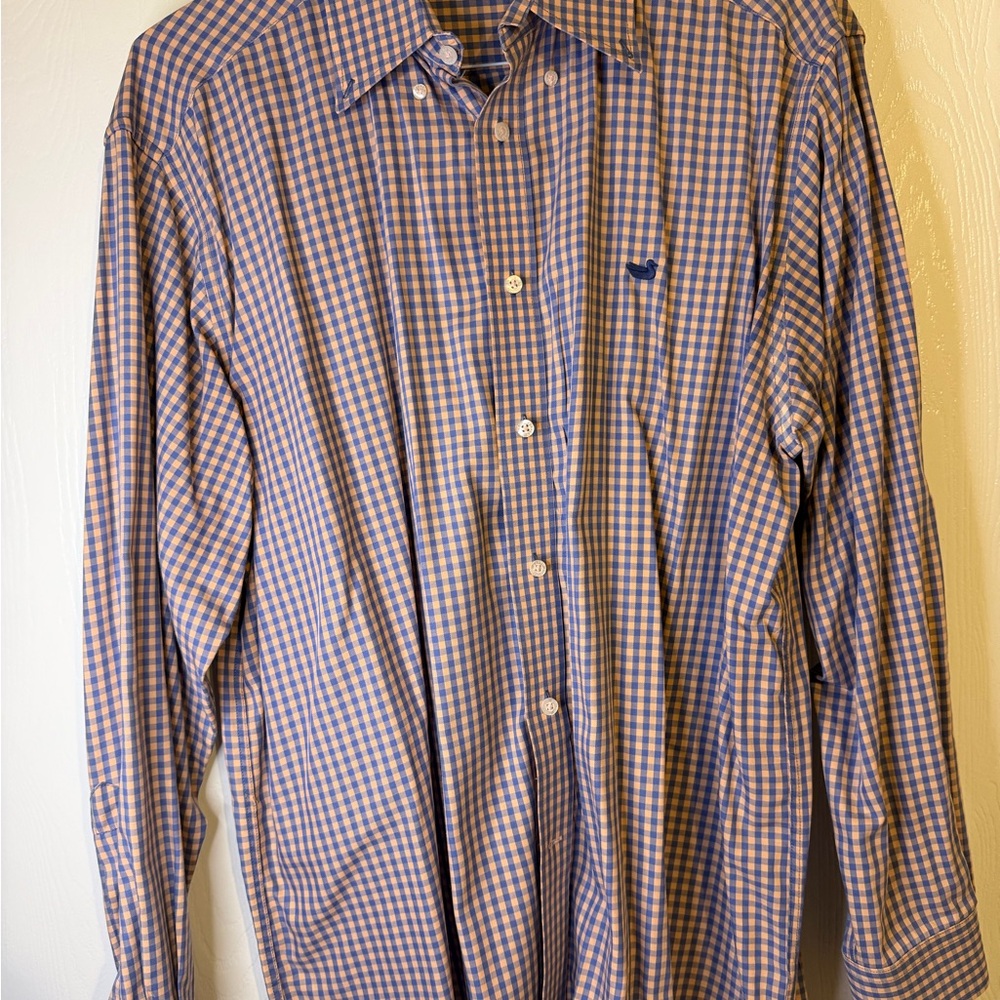 Southern Marsh Blue and Orange-White Gingham Shirt